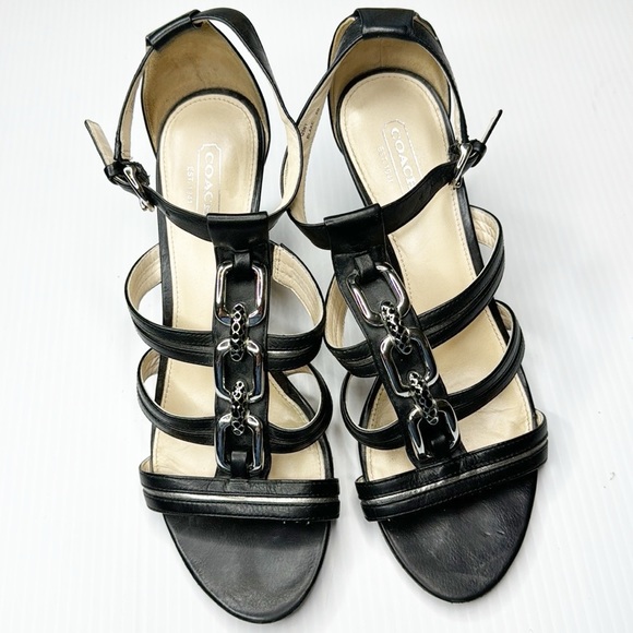 Coach Blake Leather Open Toe Heels (8) - Picture 9 of 16
